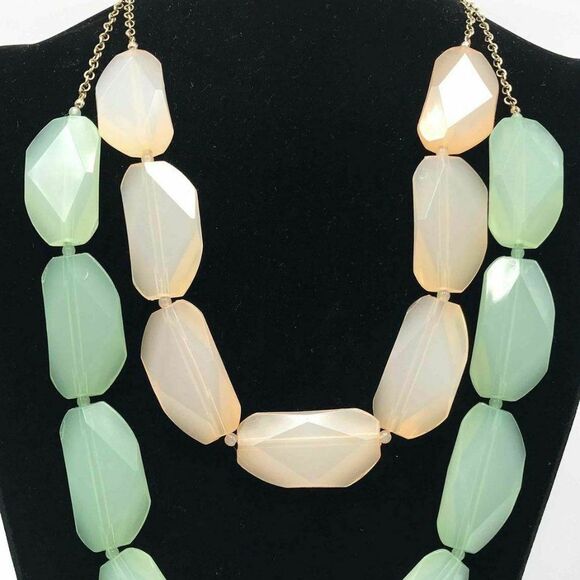 Pink and Green Simulated Gemstone Bead Necklaces - Picture 1 of 3